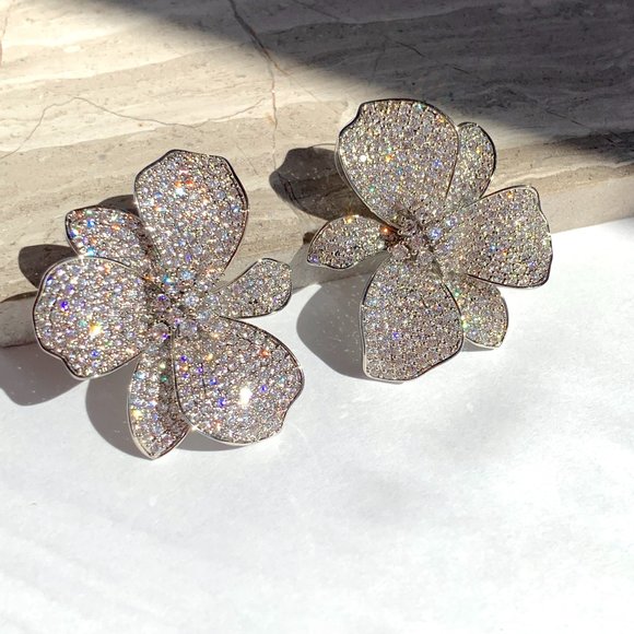 Anthropologie Jewelry - NEW~ Anthropologie SHASHI "Eden" Pave Crystal Flower Earrings